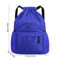 thumbnail image 3 of HHBEAUTY Blue Drawstring Gym Bag for Men, Waterproof Drawstring Backpack for Women, Swim Bag with Shoes Compartment, Pull String Sport Bag for Soccer and Basketball, 3 of 7