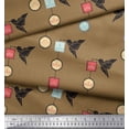 thumbnail image 2 of Soimoi Brown polyester Crepe Fabric Architectural Frame & Paper Bird Art & Craft Print Sewing Fabric Yard 42 Inch Wide, 2 of 3