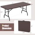 thumbnail image 3 of Costway 6 ft Portable Folding Table with Wood Grain HDPE Tabletop Safe Lock Mechanism Brown, 3 of 10