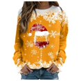 thumbnail image 2 of TIMIFIS Cadeaux de Noël Chandails à Col Rond pour Femmes Hauts Décontractés d'Hiver Verre de Vin Rouge Bonnet du Père Noël Imprimé Chandail à Manches Longues Bonne Année, 2 of 4