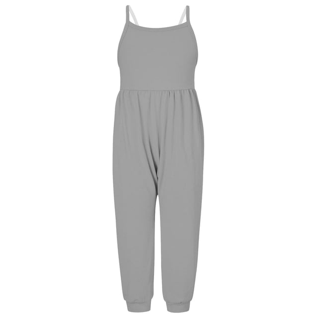 FAIWAD Kids Girls Summer Jumpsuits Spaghetti Strap Sleeveless Baggy Causal Rompers with Pockets