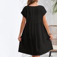 thumbnail image 5 of Yuyuzo Robes d'Été pour Femmes 2025 Coton Lin Manches Courtes Plissées Robe Midi Décontractée T-Shirt Fluide Robe d'Été, 5 of 5