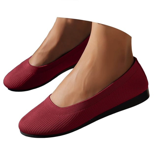 Dakaela Ballerines Chaussures Plates Femmes Habillées Bout Rond à Enfiler Ballerine Marche Mocassins à Petit Talon Compensé