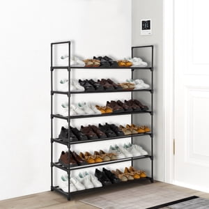Ktaxon 6-Tier Étagère de chaussures en métal robuste Stand de la tour de chaussures 30- Paires Rangement de chaussures Organisateur pour placard Chambre à coucher Salon Maison, Finition noire
