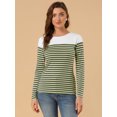thumbnail image 3 of INSPIRE CHIC T-Shirt Rayé à Manches Longues à Blocs de Couleur d'Halloween pour Femme Grand Vert Armée, 3 of 6