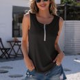 thumbnail image 5 of Cameland Womans Casual Summer Solid Color Zipper Round Neck Sleeveless Vest Tops, 5 of 5