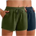 thumbnail image 1 of Plebaso 2 Pack Womens Sweat Shorts Casual Drawstring Running High Waisted Athletic Shorts with Pockets, 1 of 6