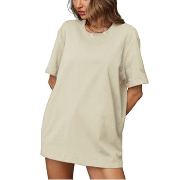 cfhntfmh Summer Tops Womens Crew Neck Short Sleeve Tshirts Casual Cute T Shirts Trendy Solid Basics Tee