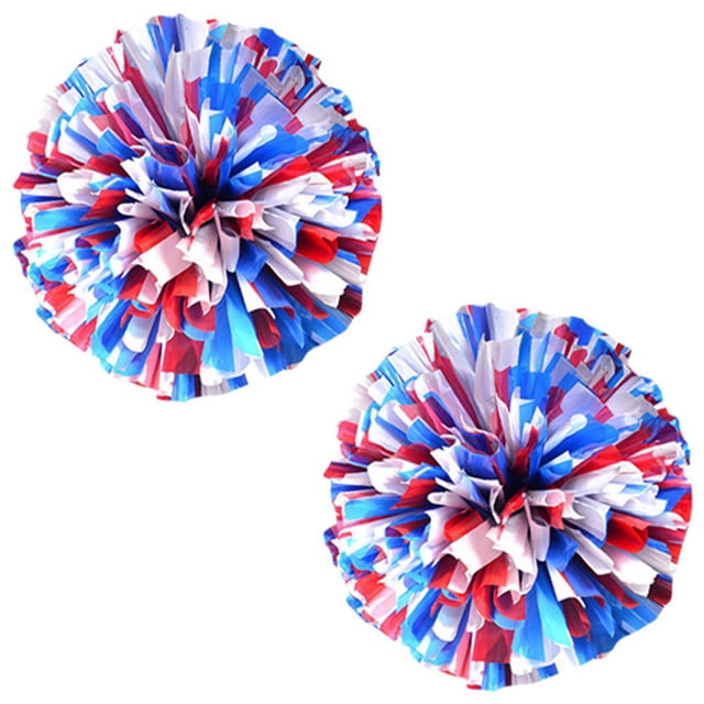 2 Pack Cheerleading Pom Poms with Baton Handle for Team Spirit Sports Dance Cheering Kids Adults