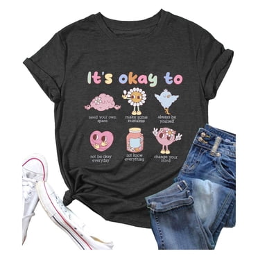 LUOGENLI T-shirts pour Femme pour Femmes T-Shirt à Imprimé Graphique pour Femme Col Rond Manches Courtes T-Shirt Haut T-shirts pour Femmes T-Shirt Graphique Vêtements d'Été Noir TG