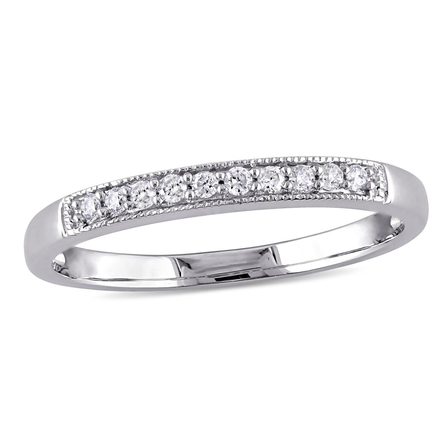 Bague de mariage rétro Miabella avec diamants 1/10 CT poids total en or blanc 10K