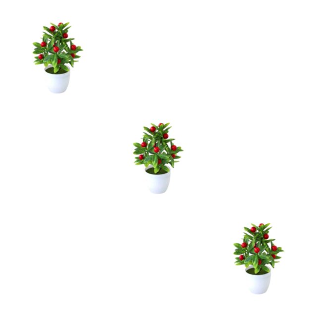ZheElen Add To Any Room Artificial Plant Collection Designed For Any Room Artificial Potted Plants False Plant Zhaocai Tree Fruit 3Set