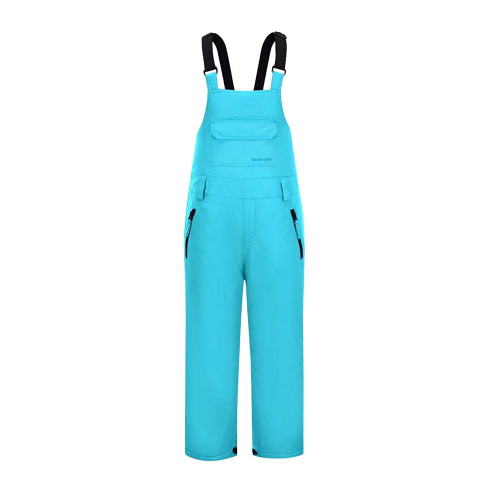 TIEVOSA Children's Ski Snow Pants Warm Overalls Snowboard Winter Pants(Blue)