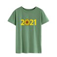 thumbnail image 2 of Hauts d'Été Grande Taille Femmes Décontracté Mode Femmes Manches Courtes Col Rond T-shirt 2021 Haut Imprimé T-shirt Col en V Femmes en Liquidation, 2 of 8