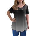 thumbnail image 3 of AMERTEER Femmes Mode Dentelle Uni à Empiècements Col Rond Manches Courtes T-Shirt Blouse Hauts T-Shirt pour Femmes, 3 of 6