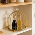 thumbnail image 4 of FcBaudy Wrought Iron SingleTier Gold Birdcage Dessert Stand Cake Tray Snack Rack Kitchen Tableware Cup Tea Break Display Bathroom Cosmetics Display Stand Metal Birdcage Storage Rack, 4 of 6