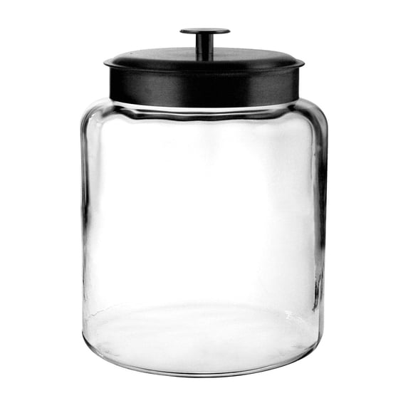 Anchor Hocking Pot en Verre Montana de 2 Gallons avec Couvercle (2 Pcs, Métal Noir, Va au Lave-Vaisselle)
