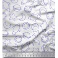 thumbnail image 1 of Soimoi White Rayon Fabric Planet & Stars Galaxy Print Fabric by Yard 42 Inch Wide, 1 of 3