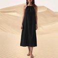thumbnail image 2 of Kaemgyyd Robes à Col Licou pour Femmes Été Sans Manches Robe d'Été Décontractée Plage Vacances Fluide Bohème Mi-Longue avec Poches, 2 of 7
