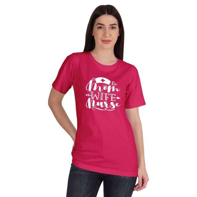 Inkmeso T-shirt Maman Épouse Infirmière Hauts pour Femmes T-shirt Graphique à Col Rond
