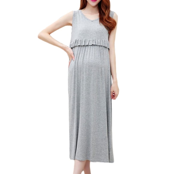 Tranfacy Women's Short Sleeve Maternity Dress,Boho Maternity Dress,Nursing Tank Dress Long Layering Nightgown Maternity Sundress for Breastfeeding
