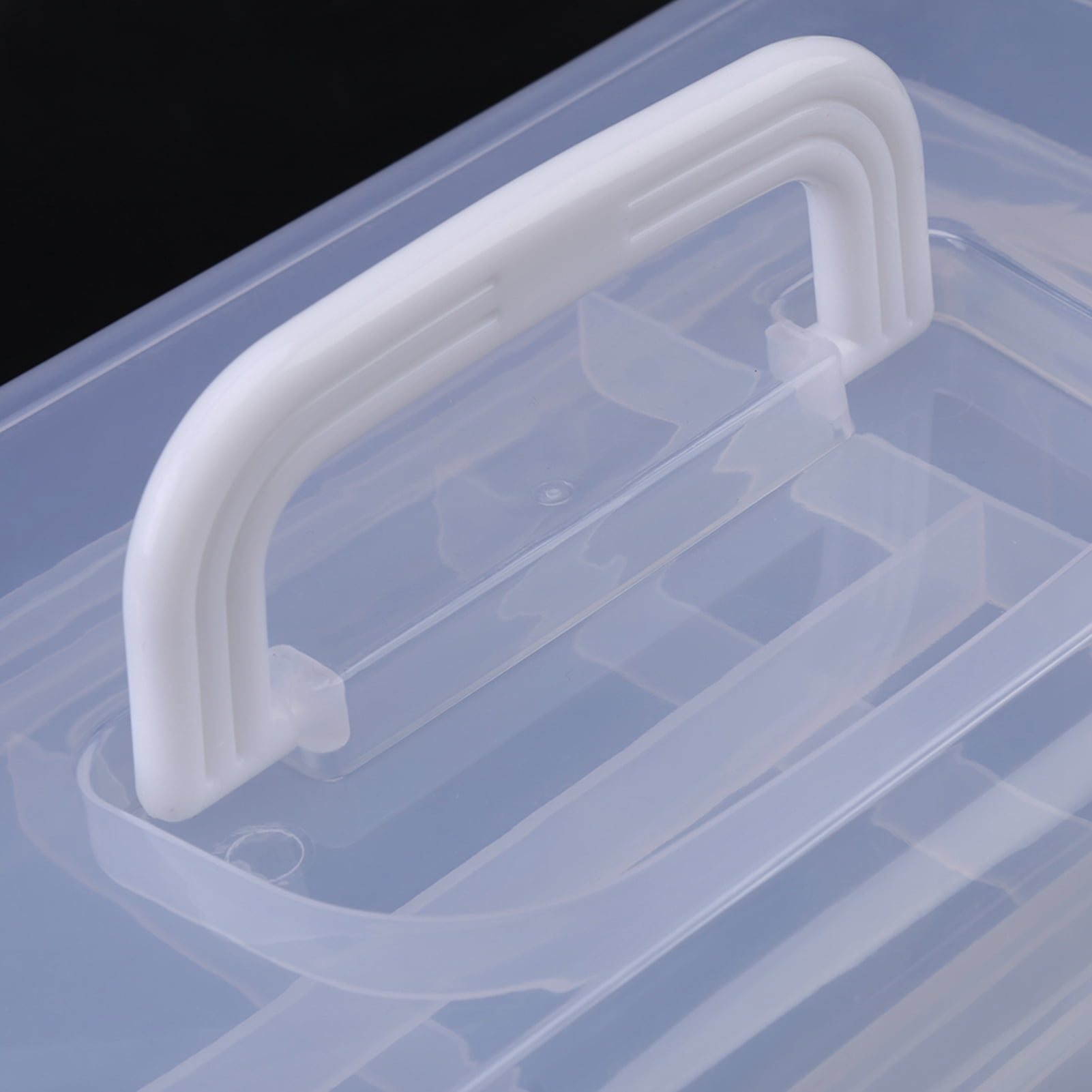 Xinrub Transparent Plastic Storage Box  Foldable Three Layers Tool Organizer Container Case With Handle