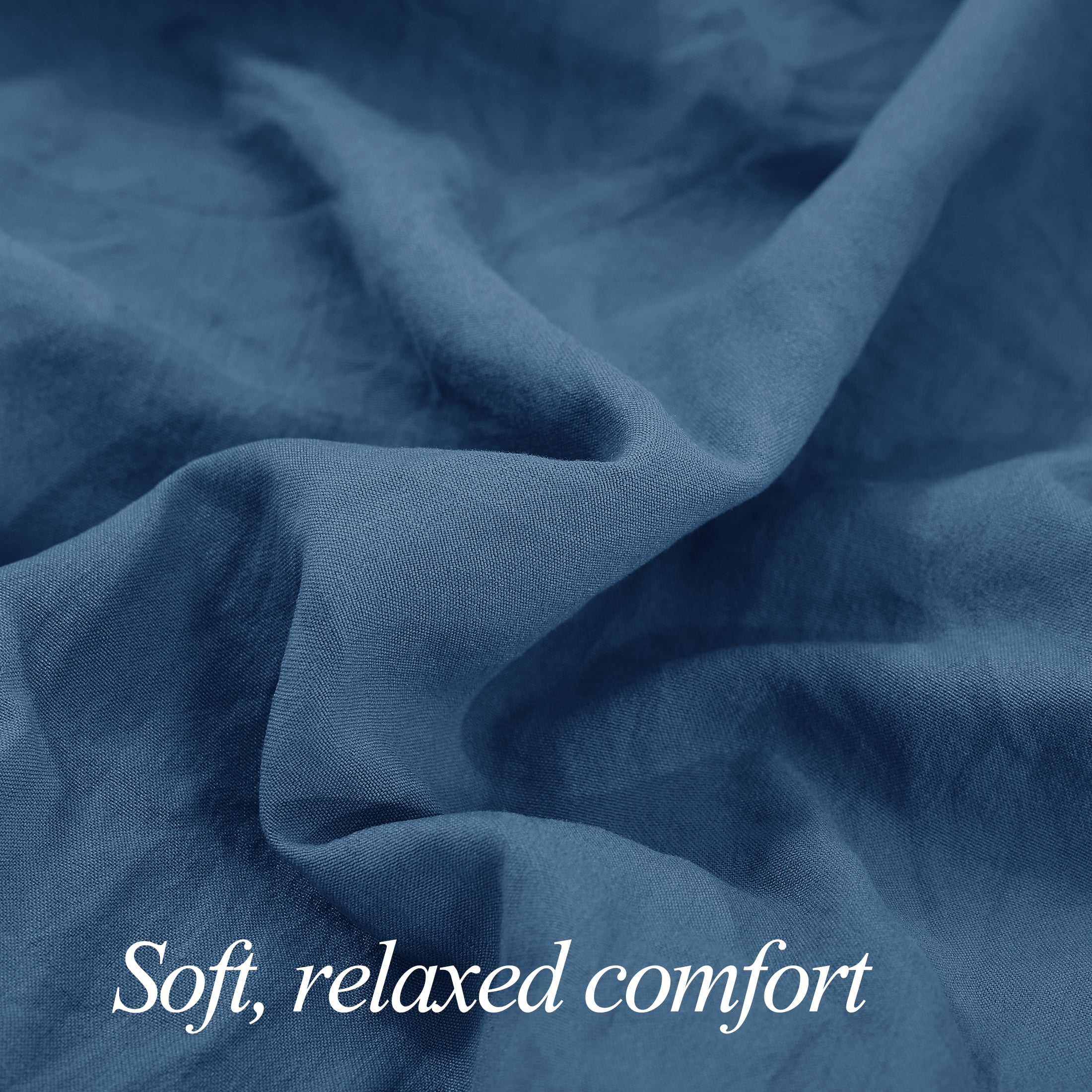 Mainstays Ensemble de draps en microfibre lavée ultra douce, Tres Grand Lit, Indigo Lavé, 4 pièces.