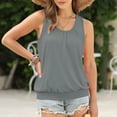 thumbnail image 1 of Weiqiqre T-Shirts pour Femmes Débardeurs d'Été Coupe Ample Plissés Col Rond Chandails Décontractés Sans Manches Bas à Bande, 1 of 7