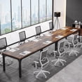 thumbnail image 4 of Tribesigns 13FT Large Conference Table, Modern 6.5FT x 2.3FT Meeting Room Table with Metal Frame, Seats 12-16 People, Rustic Brown, 4 of 5