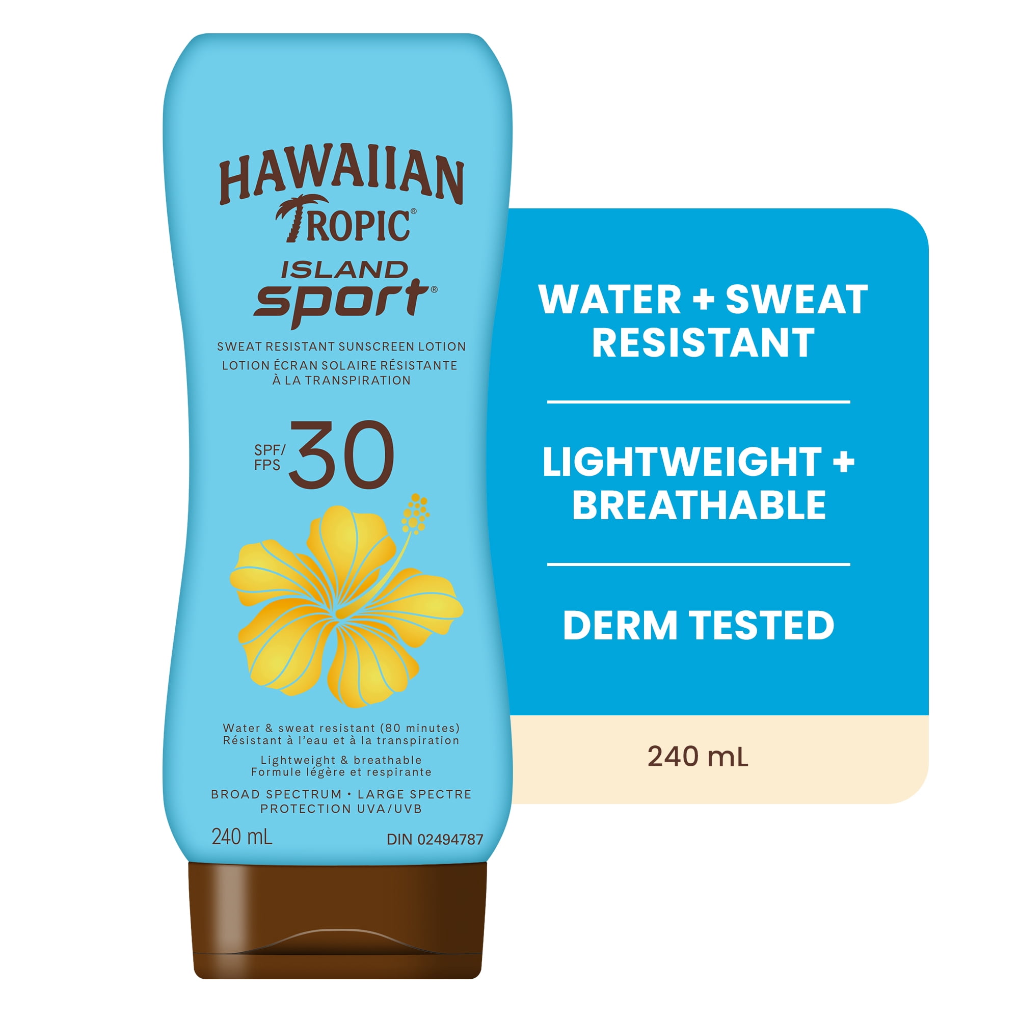 Hawaiian Tropic® Island Sport® Lotion Écran Solaire Résistante à la Transpiration, SPF 30