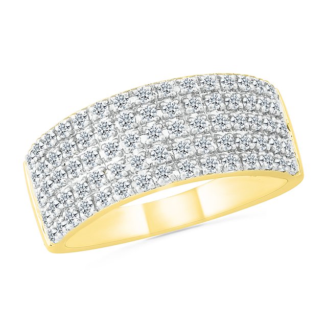 DGOLD Bague d'Anniversaire à 5 Rangées en Or Jaune 10 Kt avec Diamant Blanc Rond (1/2 cttw)