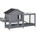 thumbnail image 1 of PawHut Wooden Rabbit Hutch with Openable Roof, Storage Box, Dark Grey, 1 of 10