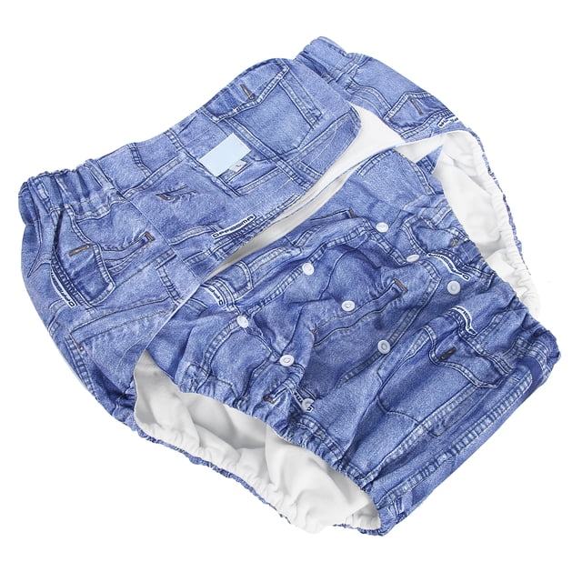Adult , Overnight Adjustable Washable Underwear Reusable Incontinence Nappy, For Men Women A09 Denim