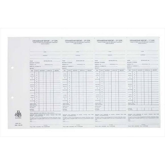 B & H Publishing Group Form Stewardship Rpt Frm Qtr No. Sr11