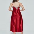 thumbnail image 4 of Pyjama en Satin de Soie pour Femmes, Col en V, Longue Chemise de Nuit Sans Manches, 4 of 5