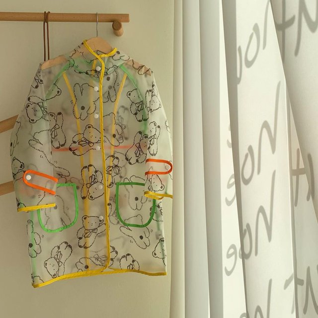 Imperméable Réutilisable Plus Épais Poncho de Pluie Veste Imperméable pour Enfants Garçon Fille, Ours, TG