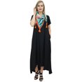 thumbnail image 4 of Bimba Women's Asymmetrical Hem Black Summer Maxi Pockets Dress With Scarf-12, 4 of 9