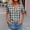 thumbnail image 2 of Birdeem Chemise à Manches Courtes pour Femmes avec Imprimé à Carreaux T-Shirt Décontracté, 2 of 12