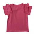 thumbnail image 2 of Shirts for Girls, Children Solid Color Loose Girl Ruffle Sleeve Round-Neck Blouses Western Style Top, 2 of 3