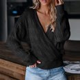 thumbnail image 1 of RKSTN Sweaters for Women Deep V-neck Wrap Sweater Long-sleeved Crochet Pullover Fall Sweaters, 1 of 7