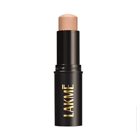 LAKMÉ Facelift Natural Foundation Stick in Cool Ivory shade, designed for all skin types, offering full coverage in an 11 g size. The stick features a sleek black casing with the Lakmé logo in gold and a smooth, rounded tip for easy one-stroke application. Ideal for achieving a natural, flawless finish.