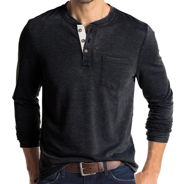 KIHOUT Spring Winter Sweatshirts for Men, Men Long-Sleeve Beefy Muscle Basic Solid Pure Color Blouse Tee Shirt Top Long Sleeve Round-Neck Blouses &, Size S-2XL