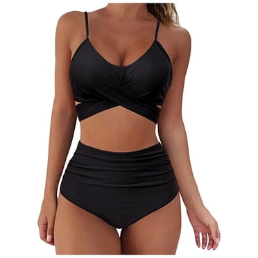 Pisexur Women's Push Up Bathing Suits Ruched Swimsuits Halter Bandage Two Piece Bikini High Waisted Bikini