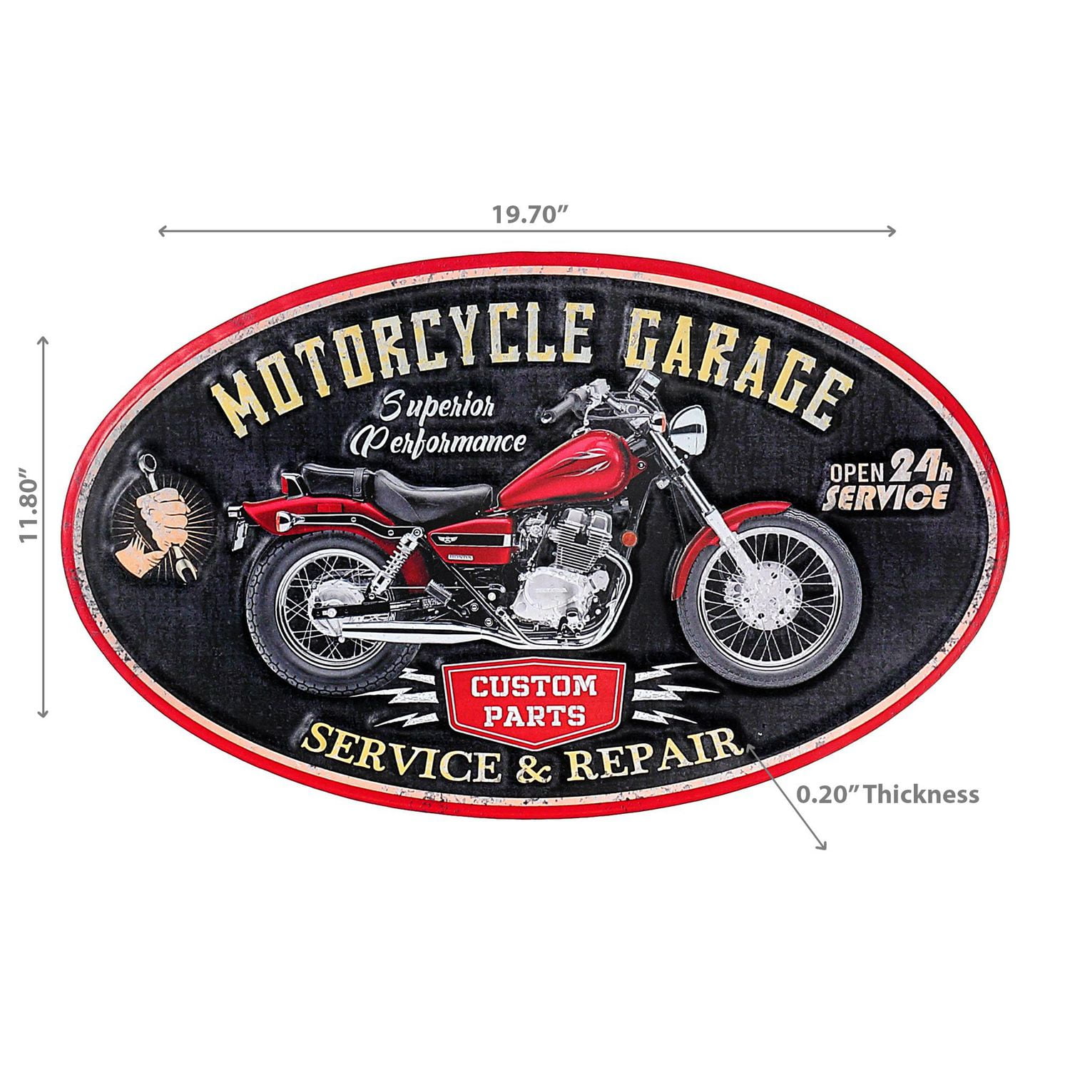 IH Casa Decor Garage De Moto En Métal Ovale En Relief