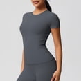 thumbnail image 4 of Yuyuzo Hauts d'Entraînement pour Femmes Manches Courtes Yoga Course T-Shirts Basiques Courts Col Rond Athlétiques Serrés, 4 of 6