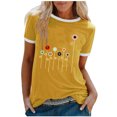 thumbnail image 2 of EGNMCR T-Shirts pour Femmes Femme Couleur Imprimé de Fleurs Manches Courtes Col Rond Décontracté Hauts Amples Manches Courtes, 2 of 4