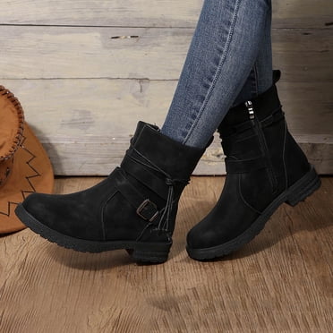 Amzcrzy Bottes Mi-Mollet pour Femmes Mode Décontractée Polyvalente à Brides Décorées Mi-Tube Automne et Hiver Bottes Tendance à Talons Épais Bottes d'Hiver pour Femmes Bottes pour Femmes Bottes pour Femmes Bottes pour Dames