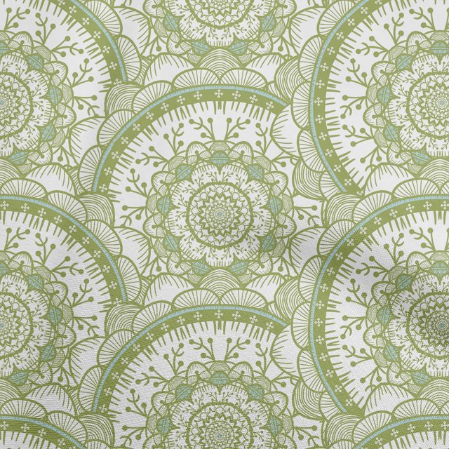 oneOone Velvet Light Green Fabric Asian Block Mandala Craft Projects Decor Fabric Printed By The Yard 58 Inch Wide