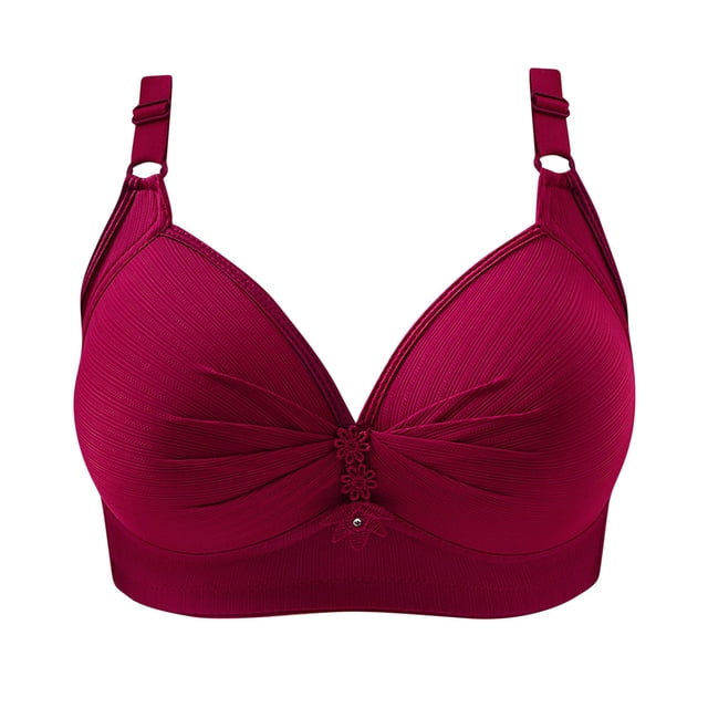 Plus Size Bralette Clearance Supportive Bra Women Lace Back Button Shaping Cup Adjustable Shoulder Strap Large Size Bra Comfort Bra Bras for Women Wireless Breathable Bras for Women New Red