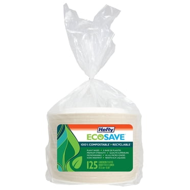 Hefty EcoSave® Assiettes à Lunch en Papier Assiettes Jetables Compostables, 125 Assiettes